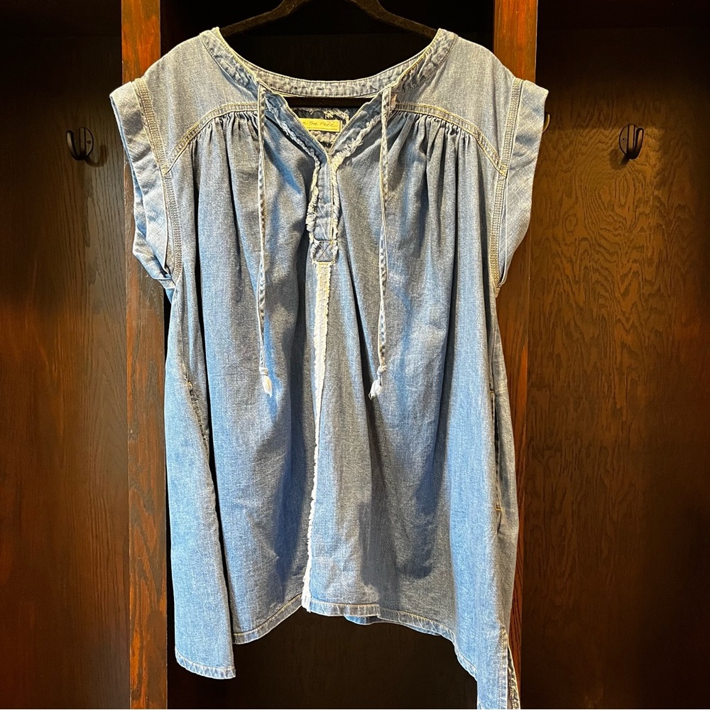Free People Denim Dress Tunic We The Free Green Eyes Size Small